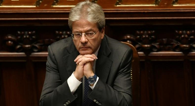 Italy's Prime Minister Paolo Gentiloni is pictured before a confidence vote to the new government on December 13, 2016 at the Italian Chamber of Deputies in Rome