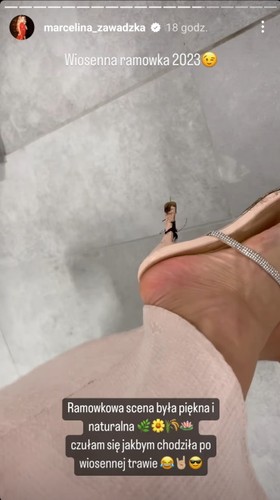 Widok InstaStories zamieszczonego na profilu Marceliny Zawadzkiej na Instagramie