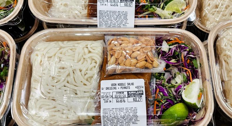 This month, Costco is selling new items like the udon-noodle salad with dressing and peanuts.Veronica Thatcher