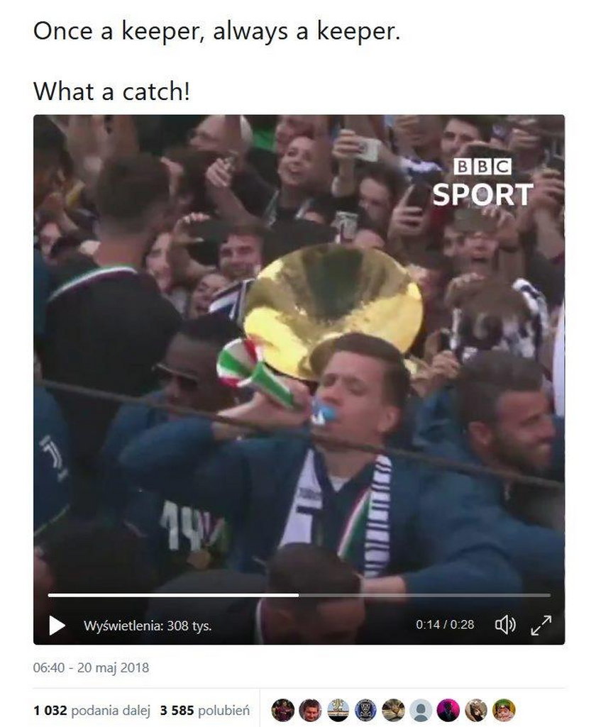 Wojciech Szczęsny bohaterem fety Juventusu. To hit internetu!