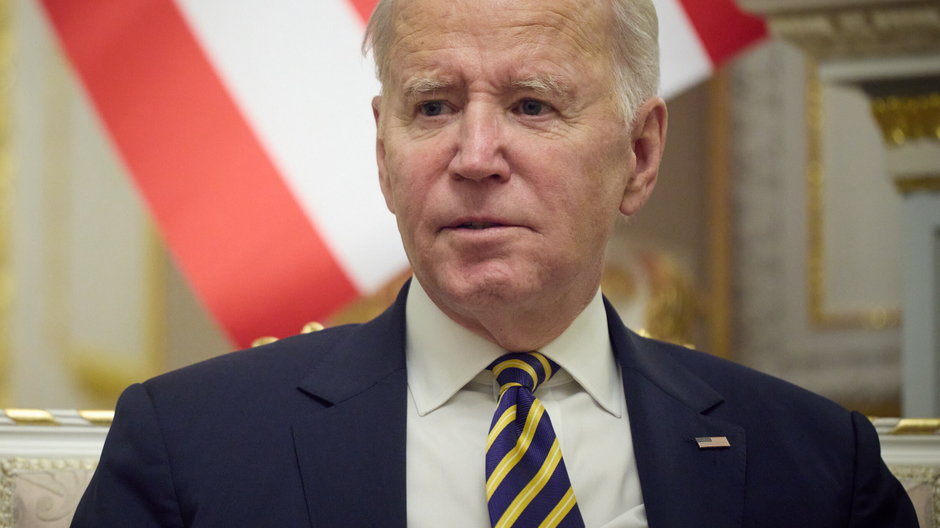 Joe Biden podczas spotkania z Wołodymyrem Zełenskim w Kijowie (20.02.2023)