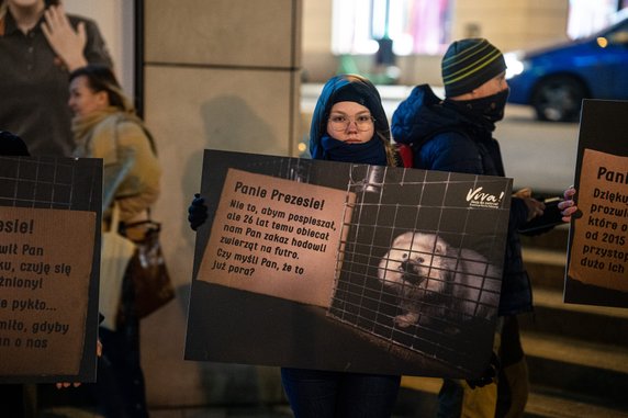 Manifestacja na ul. Półwiejskiej w Dniu Bez Futra fot. Fundacja Viva!