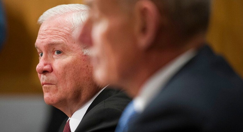 Former Defense Secretary Robert Gates endorses retired Marine Gen. John F. Kelly during the Senate Homeland Security Committee hearing on Kelly's confirmation to be Secretary of Homeland Security on Capitol Hill on January 10, 2017.