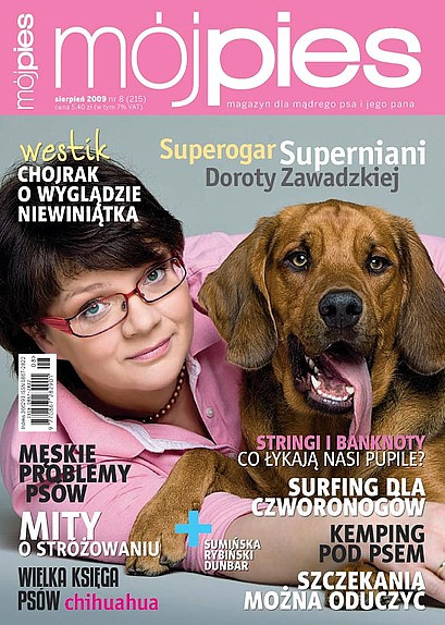 Dorota Zawadzka na okładce miesięcznika "Mój Pies"