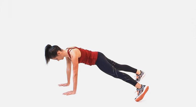 Lateral plank foot tap.