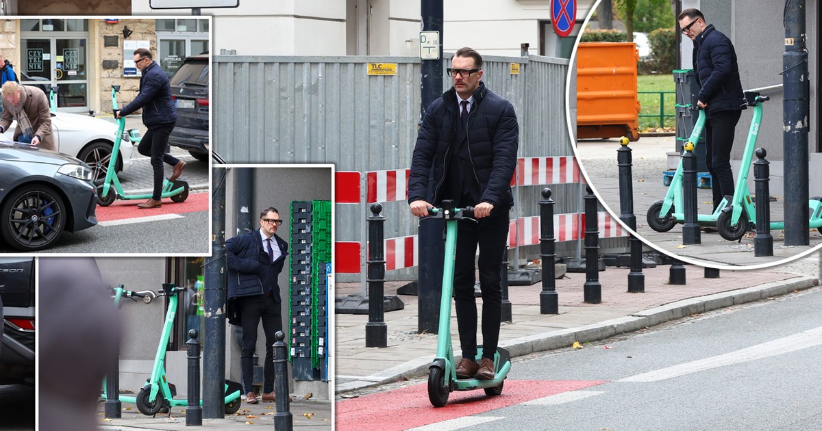 Tak Mejza wracał z obrad Sejmu. Po pirackim rajdzie przesiadł się na hulajnogę