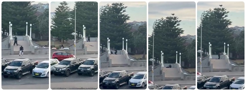 Pucnjava na plaži u Sidneju (L-D): Napadači pucaju sa mosta, jedan od njih je pogođen dok drugi nastavlja da puca