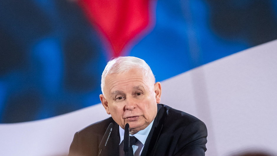 Prezes PiS Jarosław Kaczyński na spotkaniu z mieszkańcami Włocławka.