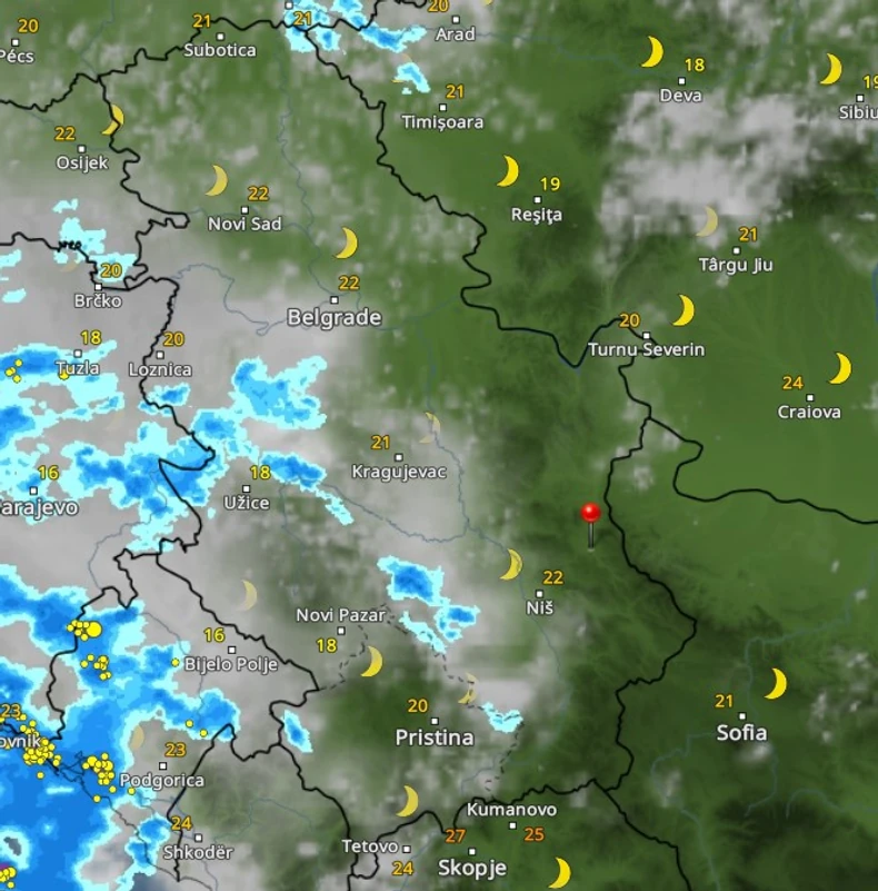 Slabiji intenzitet nevremena u Srbiji u 22h