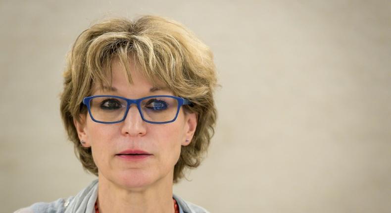 United Nations special rapporteur on extrajudicial, summary or arbitrary executions Agnes Callamard delivers her report in June 2019 on the killing of Saudi journalist Jamal Khashoggi