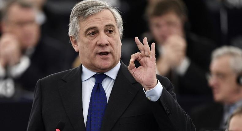 Member of the European People's Party Antonio Tajani delivers a speech during a session to elect a new President of the European Parliament in Strasbourg, eastern France, on January 17, 2016