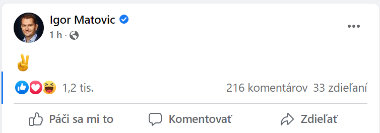 Igor Matovič zverejnil veľavravný status. 