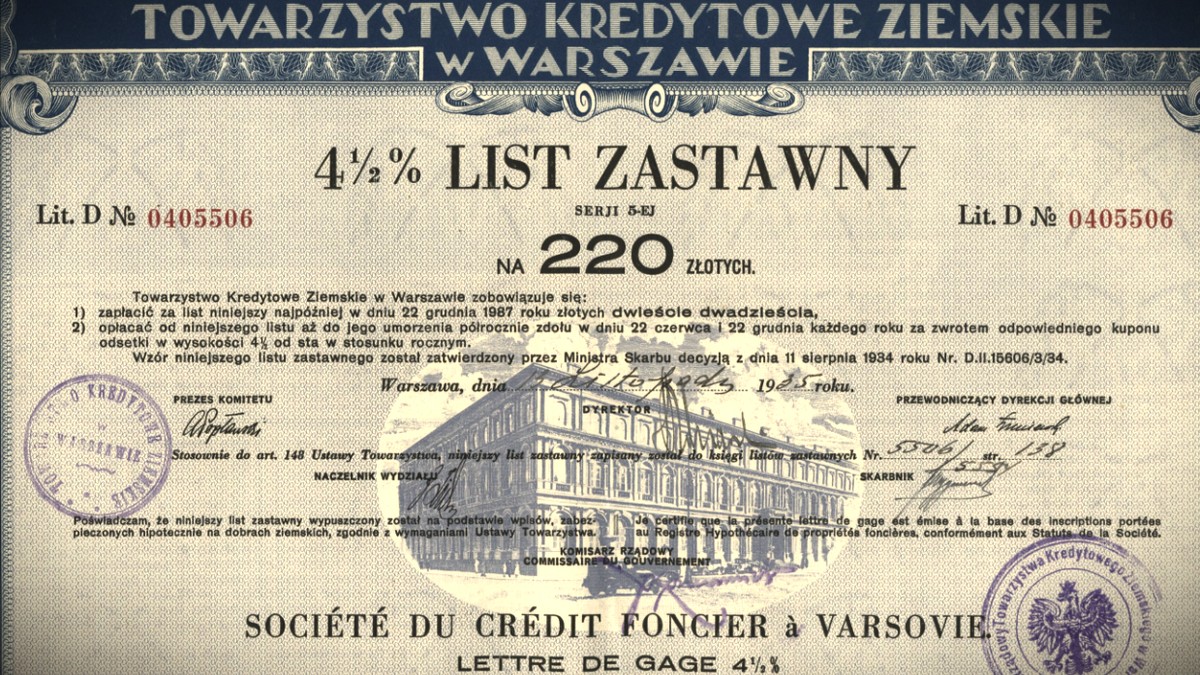 list zastawny z okresu międzywojennego