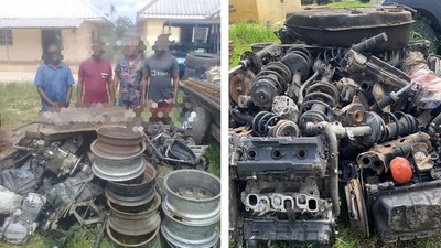 Police arrest suspected car snatchers in Delta, recover stolen vehicles. [Twitter:@Brightgoldenboy]