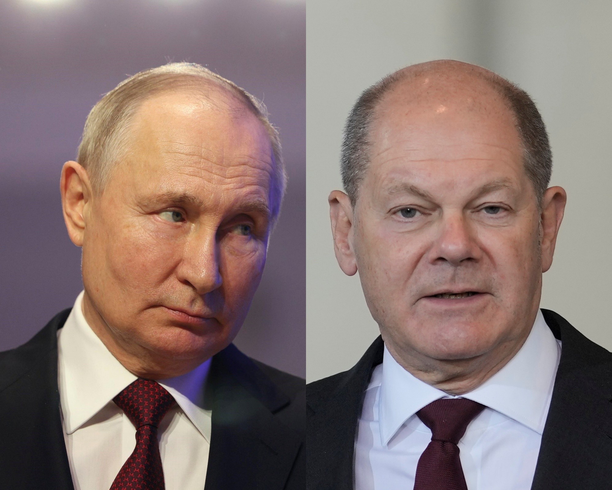 Ruský prezident Vladimir Putin a nemecký kancelár Olaf Scholz.