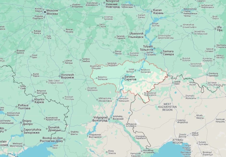 Region Saratov na mapi