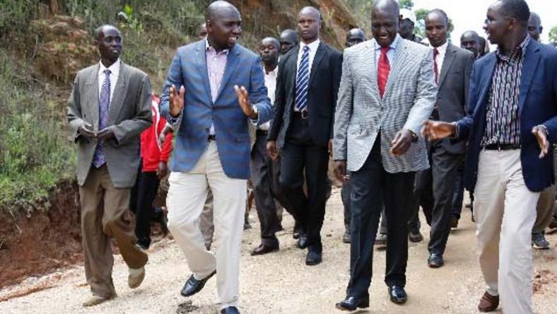 File image of Marakwet East MP Kangogo Bowen (R) with DP Ruto and Elgeyo Marakwet senator Kipchumba Murkomen