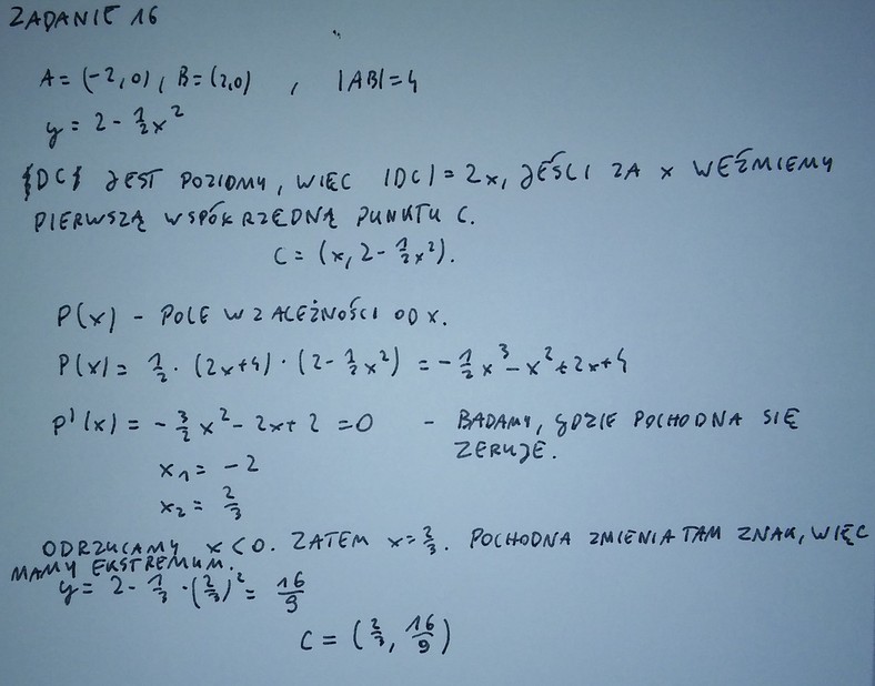 Matura 2016 - odpowiedź do zadania 16