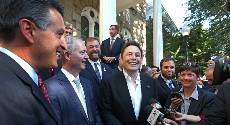 Tesla CEO Elon Musk at the opening of the company's Nevada Gigafactory in 2014.