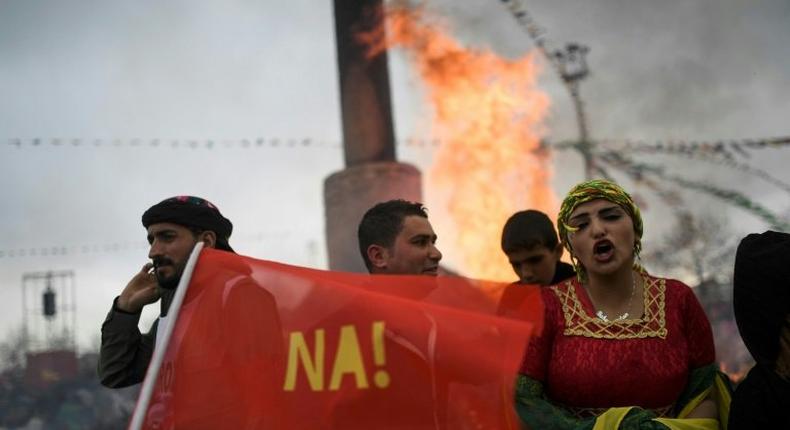 Newroz celebrations by Turkey's Kurds include campaigning for a 'no' vote in next month's referendum