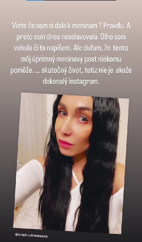 Kristína si prechádza v súkromí ťažkým obdobím. 
