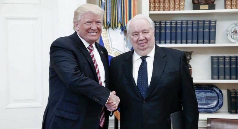 President Donald Trump meets with then-Russian Ambassador Sergei Kislyak in the Oval Office on May 10, 2017.