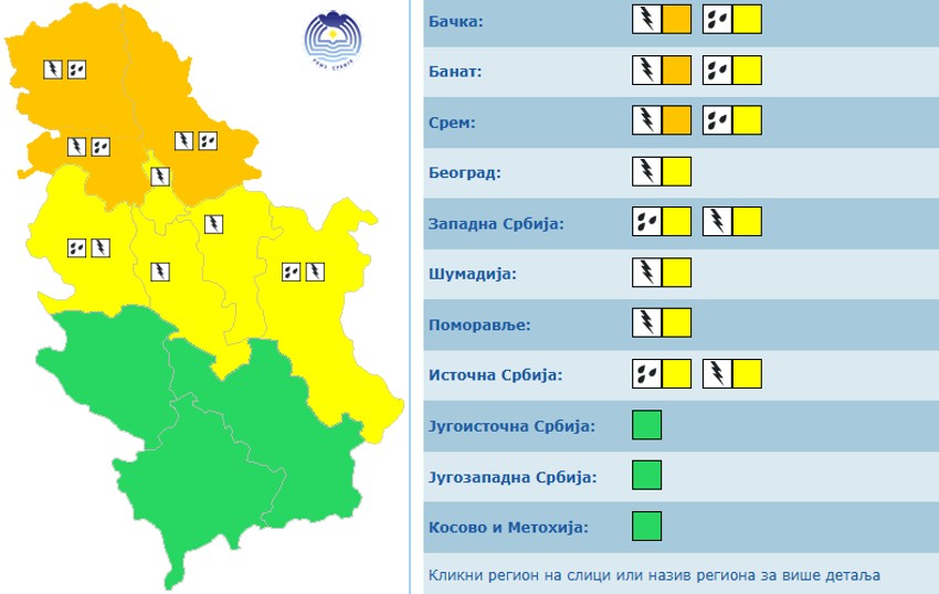 Meteoalarm za danas
