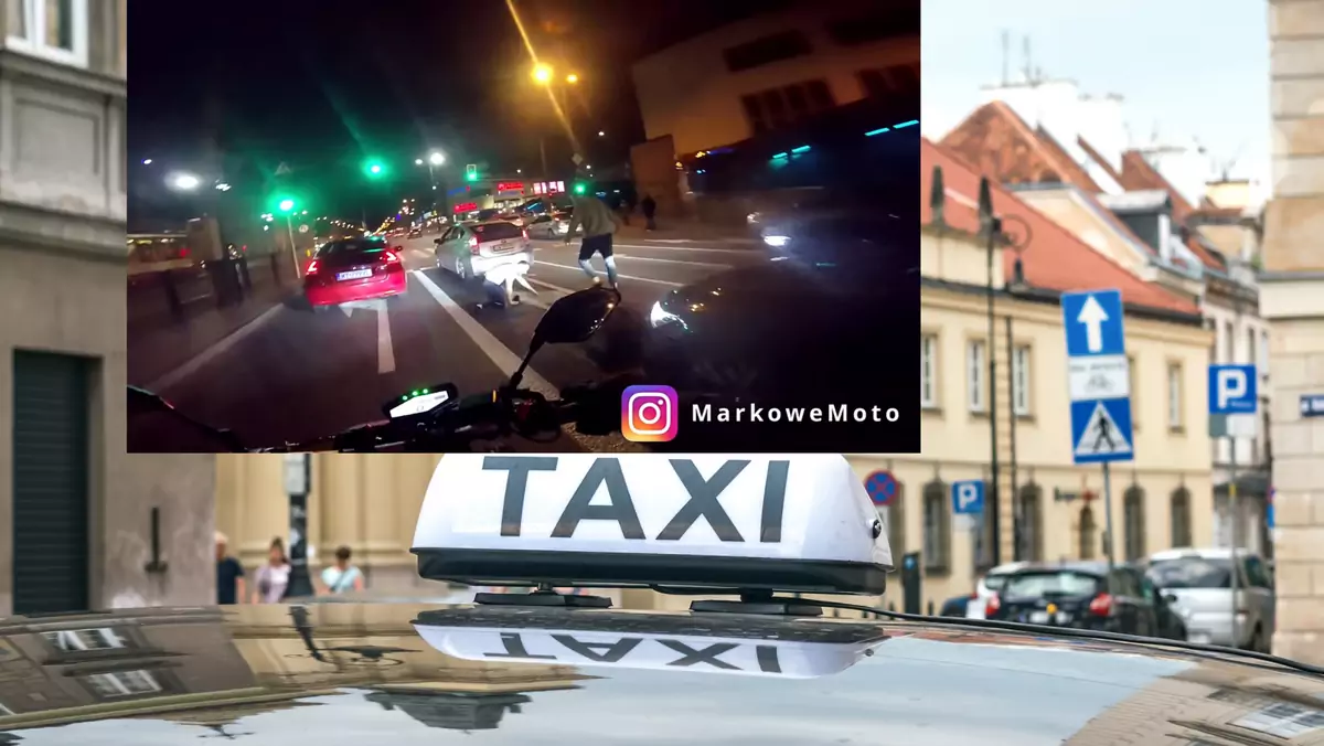 Motocyklista nagrał bójkę kierowców z konkurencyjnych firm przewożących ludzi (fot. Markowe Moto/YouTube) 