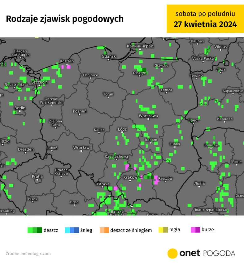 Miejscami wystąpią przelotne opady deszczu i burze, ale będą to lokalne i niezbyt gwałtowne zjawiska