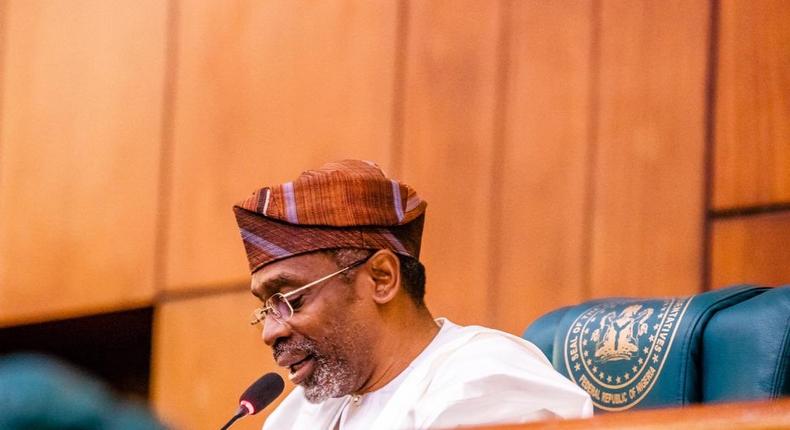 The Speaker of the House of Representative, Mr Femi Gbajabiamila announces chairmen of standing committees of the house of reps [Twitter/@femigbaja]