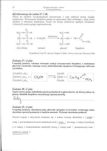 Matura z chemii - rozwiązania do poziomu podstawowego