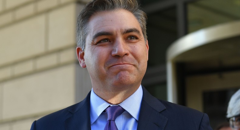 CNN White House correspondent Jim Acosta speaks outside US District Court in Washington, DC, on November 16, 2018.