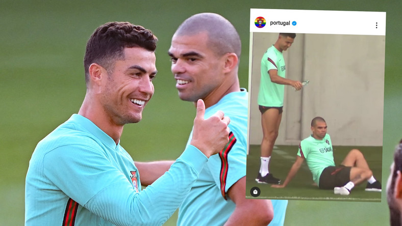 Belgia - Portugalia. Cristiano Ronaldo zrobił żart Pepe. Jego reakcja? [WIDEO]