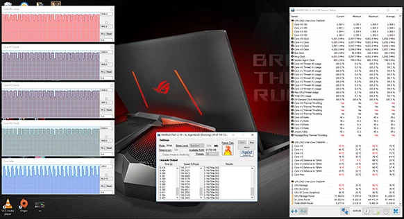 Parametry CPU podczas pracy z maksymalnym obciążeniem z użyciem układu chłodzenia cieczą  (kliknij, żeby powiększyć)