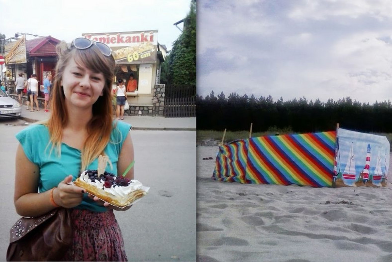 Autorka w wakacje 2013 r. w pobliskiej Karwi. Gofry i parawany nieśmiertelnym symbolem wakacji w Polsce
