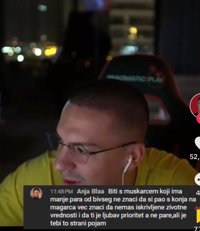 Anja Bla poslala poruku u lajvu Baki Prasetu