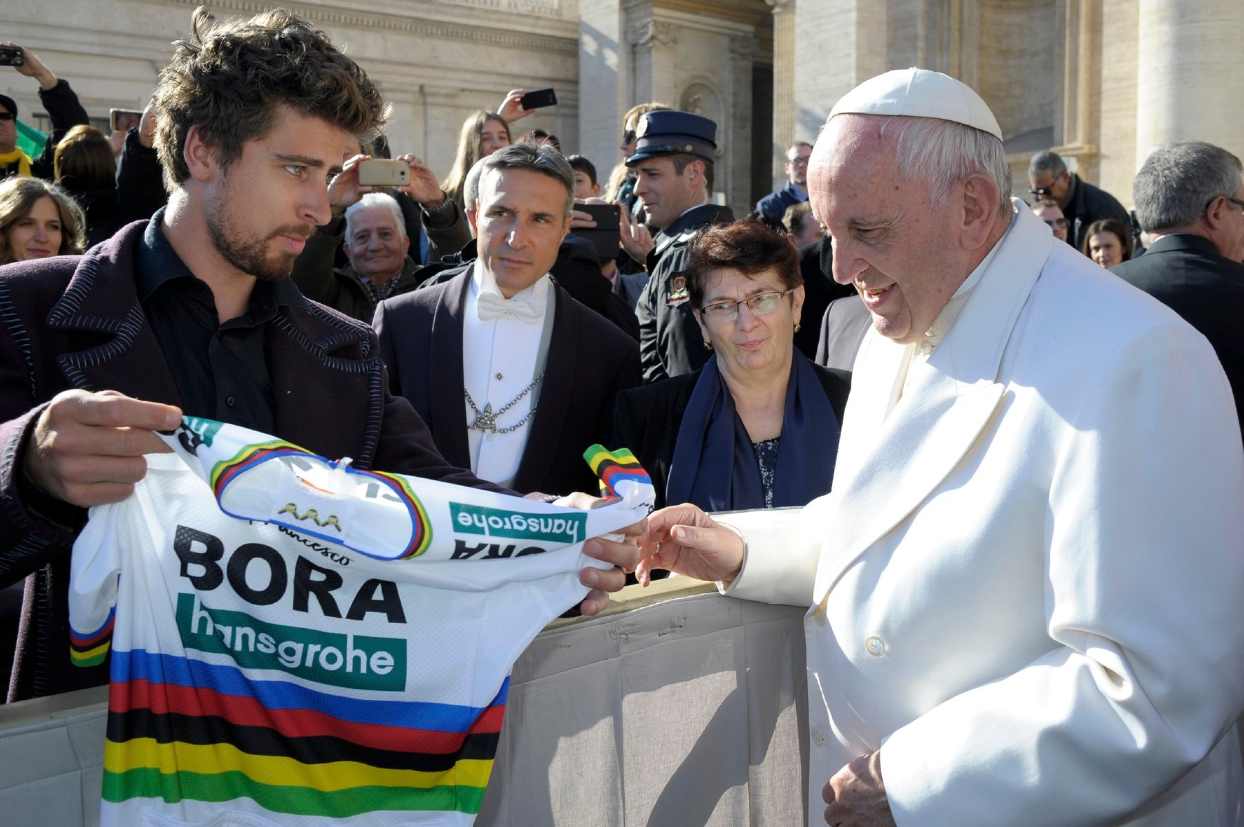 Peter Sagan a pápež František.
