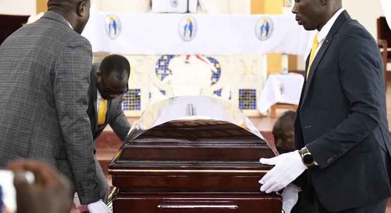 The body of Joseph Tamale Mirundi at the requiem mass / courtesy