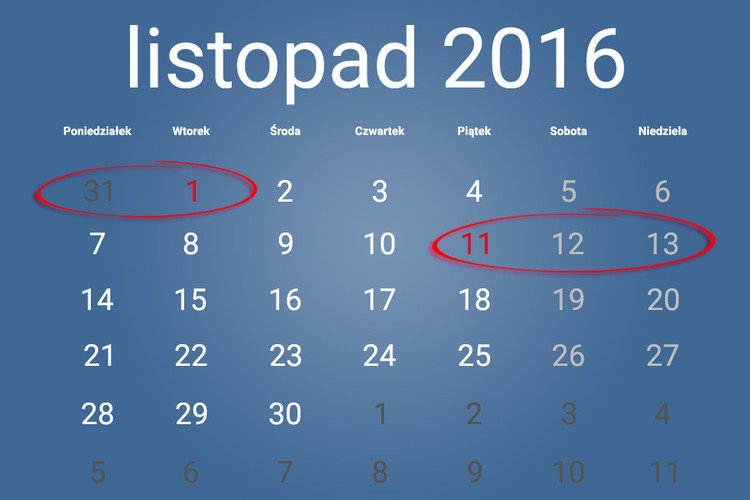 11 listopada 2016 wypada w piątek.