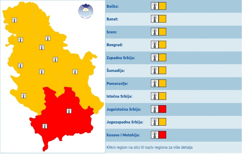 Meteoalarm za sredu 13. avgust