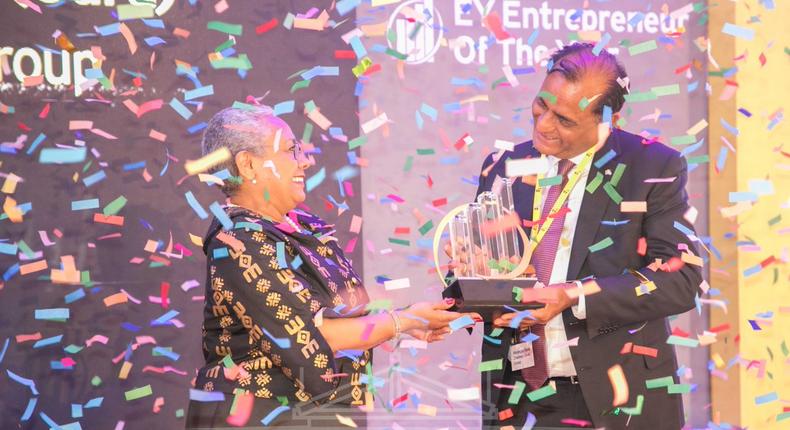 First Lady Margaret Kenyatta being awarded the prestigious Eastern Africa Lifetime Achievement Award