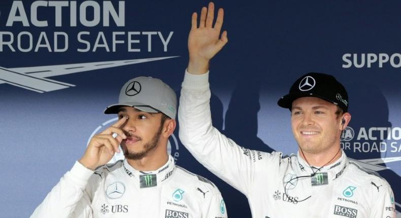 Nico Rosberg (right) will start alongside Lewis Hamilton on the front row as the two Mercedes drivers continue their domination at the Japanese Grand Prix