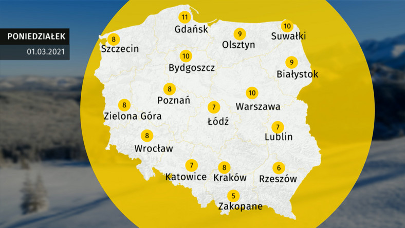 Prognoza pogody dla Polski. Jaka pogoda 1 marca 2021?