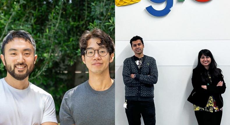 On left: Karat cofounders Will Kim and Eric Wei. On right: Tara.AI cofounders (and spouses) Syed Ahmed and Iba Masood.Karat/Iba Masood