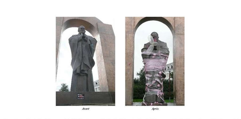 Anarchiści zbezcześcili pomnik Jana Pawła II