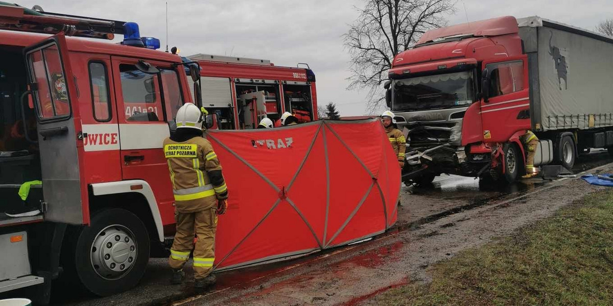 Śmiertelny wypadek w Świętokrzyskiem. Osobówka zderzyła się z ciężarówką. Nie żyją dwie osoby.