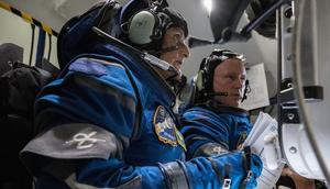 NASA astronauts Butch Wilmore and Suni Williams conduct suited operations in the Boeing Starliner simulator at NASA's Johnson Space Center.NASA/Robert Markowitz