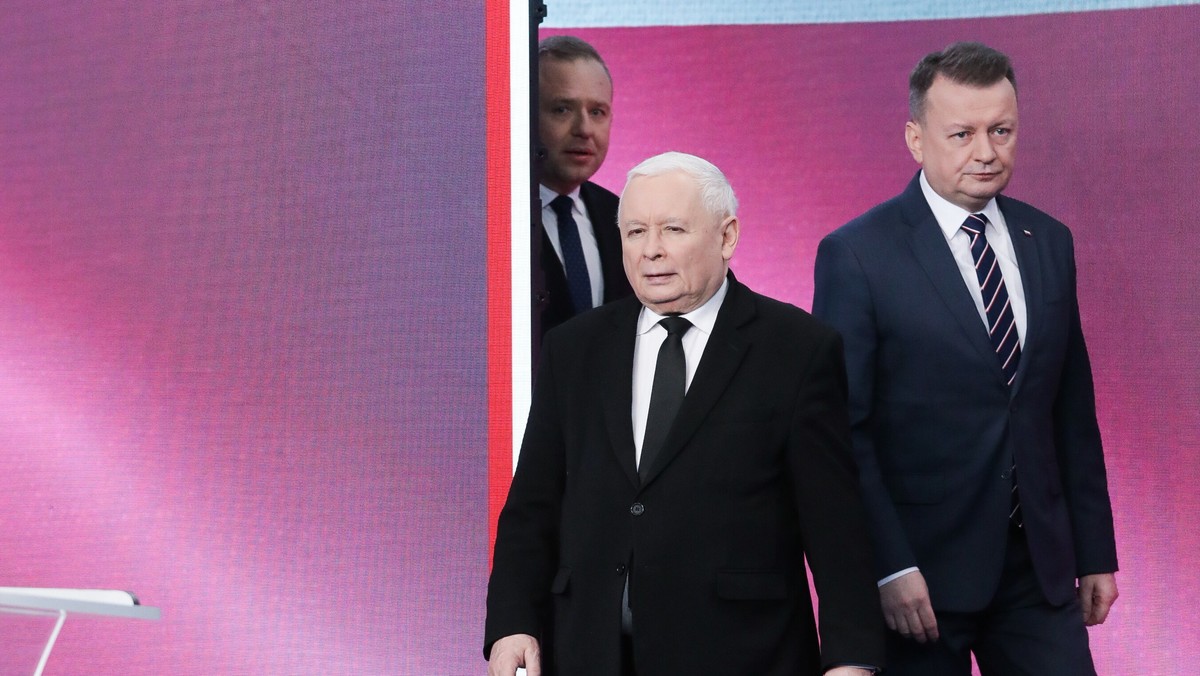 Prezes PiS Jarosław Kaczyński i przewodniczący klubu Mariusz Błaszczak.