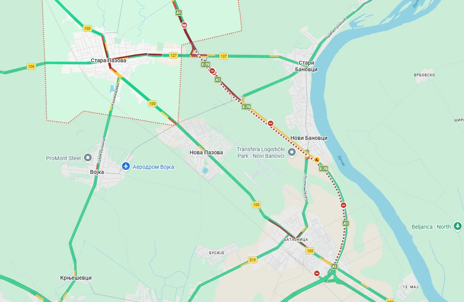 Obustava saobraćaja na auto-putu Beograd-Novi Sad