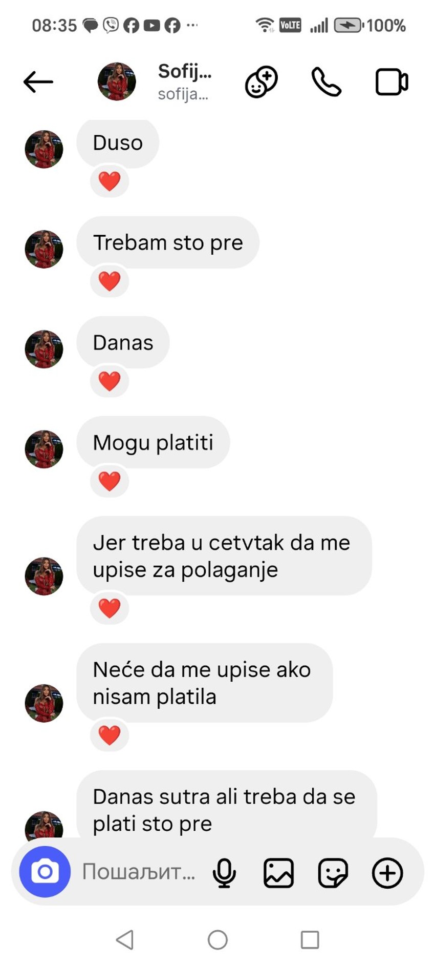 Sofija i Dane, poruke